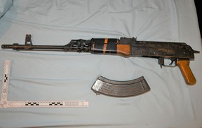 Project rebellion, sparked by the February 2023 shooting of a man in Schomberg, led York cops to execute search warrants at various Toronto locations between May 18 and June 1 where they seized a handgun, this AK-47 assault rifle with ammunition and a drum magazine, as well as undisclosed quantities of cocaine and fentanyl.
