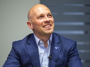 Brad Bradford smiles during an interview.