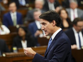 Prime Minister Justin Trudeau rises during question period in the House of Commons on Parliament Hill in Ottawa on Tuesday, May 2, 2023.