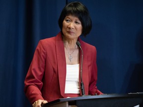 Olivia Chow takes part in a debate.
