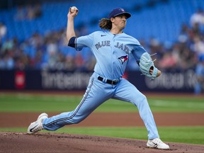 Blue Jays starting pitcher Kevin Gausman throws against the Houston Astros in Toronto on Tuesday, June 6, 2023.