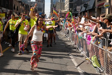 Toronto mayoral candidate Ana Bailao walks in the Toronto Pride Parade.