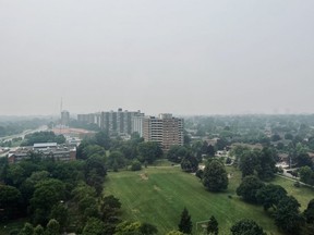 The view of Toronto's skyline from Etobicoke on Wednesday, June 29, 2023.