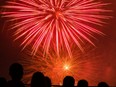 People watching fireworks to celebrate Canada Day.