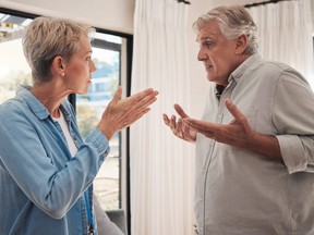 elderly couple arguing