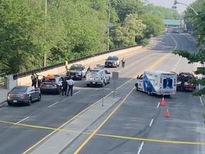 Toronto Police and EMS at scene of fatal pedestrian collision on Mount Pleasant Rd. near Bloor St. E. on Tuesday, June 6, 2023.