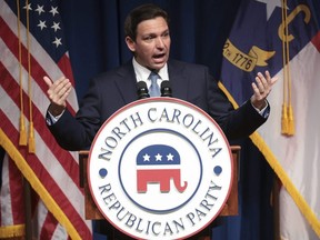Republican presidential candidate and Florida Governor Ron DeSantis delivers remarks in Greensboro, N.C., June 9, 2023.