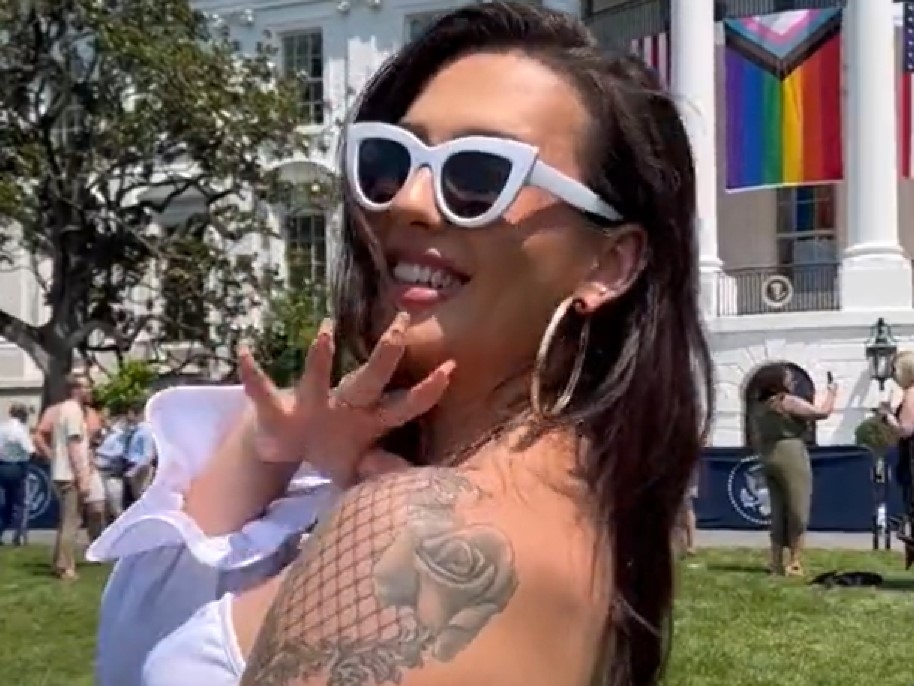 Biden's biggest boob yet: Transgender model bares her BREASTS on White  House South Lawn