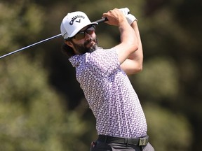 Adam Hadwin of Canada plays his shot from the 12th tee during the second round of the 123rd U.S. Open Championship at The Los Angeles Country Club on June 16, 2023 in Los Angeles.
