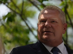 Ontario Premier Doug Ford attends the official opening of Kensington Health's expanded hospice facility in Toronto, on Tuesday, May 23, 2023.