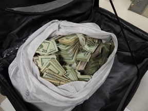 A bag of American money was seized by Canadian border agents in Niagara Falls last month.
