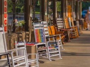 A picture of rocking chairs.