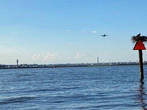 A plane departs from Reagan National Airport