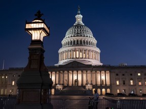 , the U.S. Capitol is illuminated