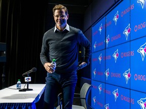 Toronto Blue Jays general manager Ross Atkins during an end-of-season media availability at the Roger Centre in Toronto, Ont. on Tuesday, Oct. 11, 2022.