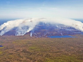 fire burning in Shelburne County, N.S. is shown