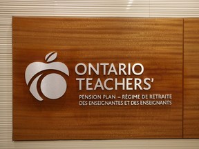 The Ontario Teachers' Pension Plan Board office, in Toronto, Tuesday, Sept. 28, 2021.