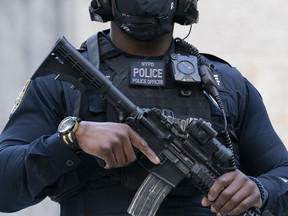 New York Police Department's counterterrorism officer wearing a body camera