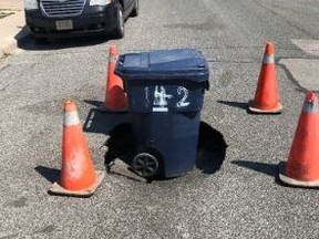 It took the city of Toronto two months to finally fill in this sinkhole in East York but finally did this weekend. SUPPLIED PHOTO