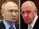 This combination of photos shows Russian President Vladimir Putin (left) and Yevgeny Prigozhin (right).
