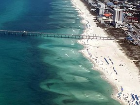 Rip currents are seen off the coast of Panama City Beach
