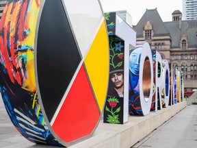 Toronto sign honouring Indigenous History Peoples Month.