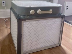 A DIY air purifier popular on social media.