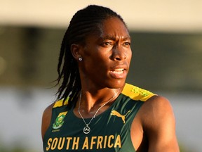 South Africa's Caster Semenya reacts after finishing the women's 5000m final of the 2022 African Athletics Championships.
