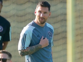Lionel Messi takes part during an Inter Miami CF training session.