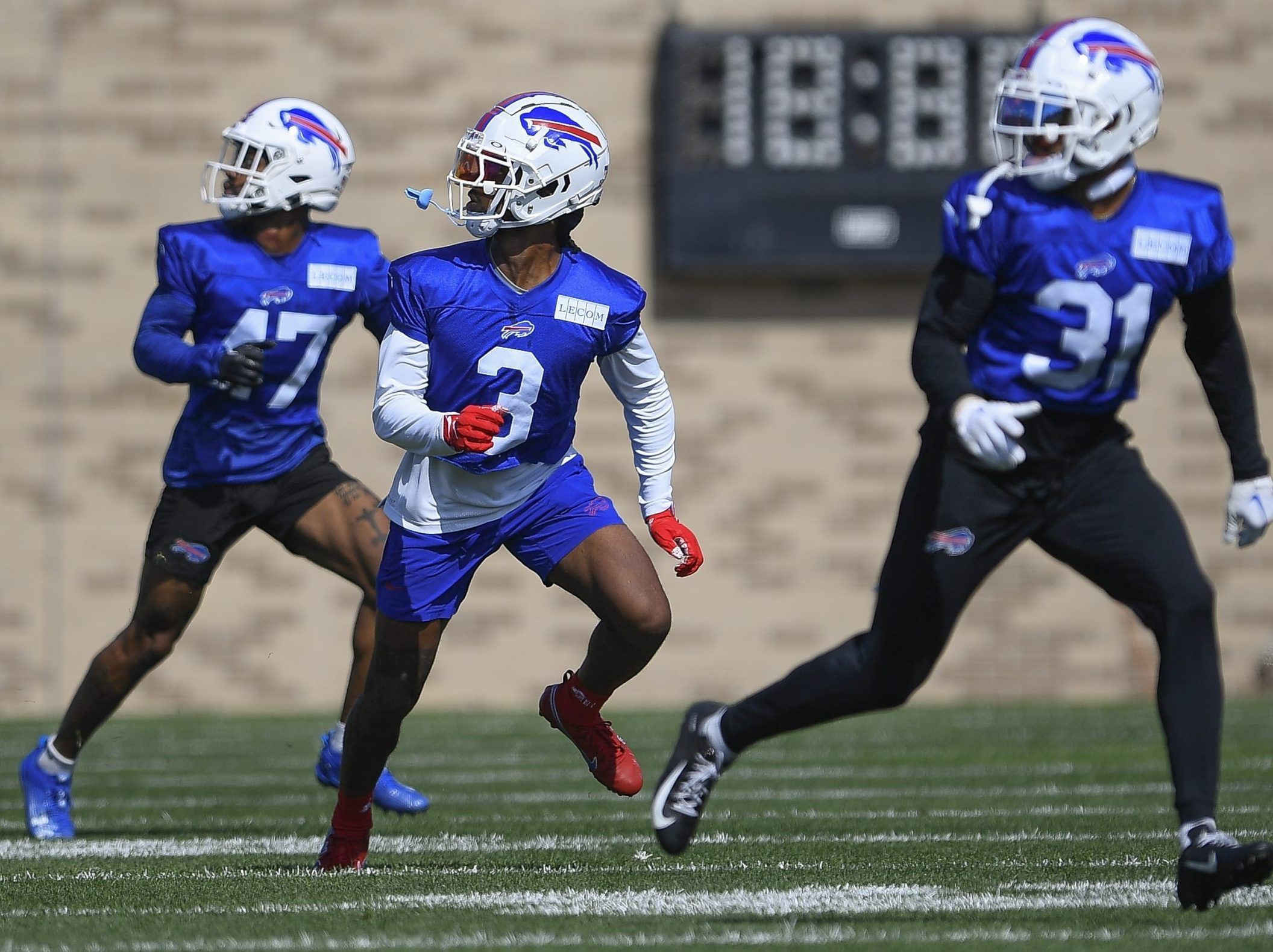 Damar Hamlin: Buffalo Bills safety practises in pads for first