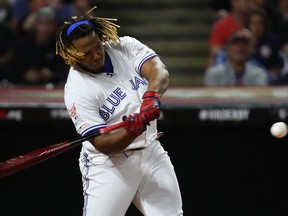 Vladimir Guerrero Jr. of the Toronto Blue Jays competes in the MLB Home Run Derby.