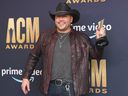 Jason Aldean, winner of the Single of the Year award for 'If I Didn?t Love You', poses in the press room during the 57th Academy of Country Music Awards at Allegiant Stadium on March 07, 2022 in Las Vegas, Nevada.