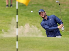 Thomas Pieters of Belgium chips on to the green on Day One of The 151st Open at Royal Liverpool Golf Club on July 20, 2023 in Hoylake, England.