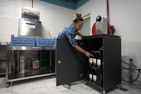 Roia Jabari, managing director of AQUA Water Bar by LUQEL works at her store in Dubai, United Arab Emirates, Tuesday, July 11, 2023.