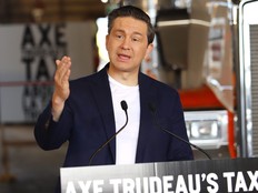 Conservative Leader Pierre Poilievre holds a press conference in Sudbury, Ont., on Friday, July 28, 2023.