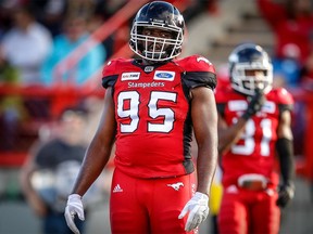 FILE PHOTO: The Calgary Stampeders' Ja'Gared Davis during CFL action in Calgary on Thursday, June 28, 2018.