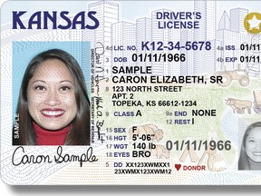 This image from the Kansas Department of Revenue shows a sample driver's licence issued by the state's Division of Vehicles, first produced in June 2021.