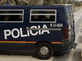A Spanish police vehicle in Palma de Mallorca, Spain, Sunday, Aug. 9, 2009. (AP Photo/Manu Mielniezuk)