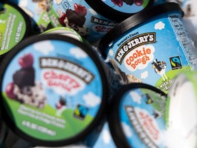 Ben and Jerry's ice cream is stored in a cooler