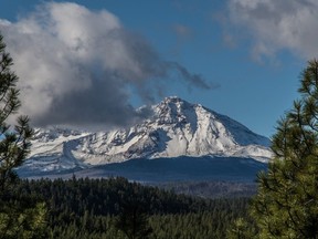 The first snowfall on Oregon's North Sister mountain in the Cascade Range is pictured in a file photo.