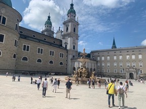 Salzburg Residenzplatz, the popular gathering place in the old town.