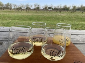 A flight of ciders to enjoy at Ironwood Cider House in Niagara-on-the-Lake (Jane Stevenson/Toronto Sun)