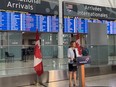 Deborah Flint, President-CEO of the Greater Toronto Airports Authority (GTAA), which operates Toronto Pearson International Airport, speaks to reporters on Tuesday morning about what she say is an improved passenger experience this summer compared to last.