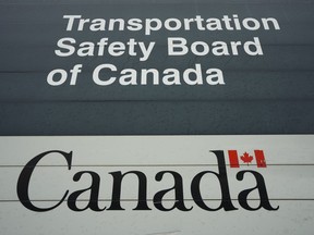 The Transportation Safety Board has started its investigation into the cause of a small plane crash that left six people dead in the Rockies west of Calgary. Signage is pictured outside TSB offices in Ottawa, Monday, May 1, 2023.
