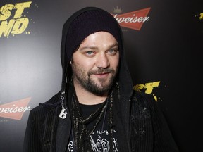 FILE - This Jan. 14, 2013 file photo shows Bam Margera at the LA premiere of "The Last Stand" at Grauman's Chinese Theatre in Los Angeles. "Jackass" star Bam Margera is due in court Thursday, July 27, 2023, near Philadelphia on charges that he punched his brother during an altercation at their home.
