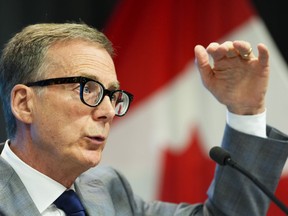 Bank of Canada Governor Tiff Macklem holds a press conference in Ottawa on Wednesday, July 12, 2023.