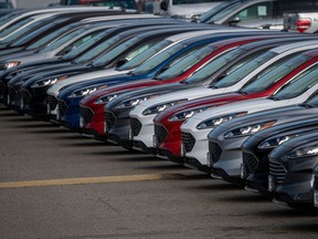 Vehicles for sale at a Ford dealership in Colma, California, US, on Tuesday, Feb. 21, 2023.