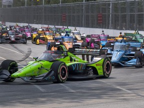 Pole sitter Christian Lundgaard leads the field into turn 1