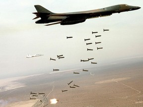 B-1B Lancer dropping cluster bombs