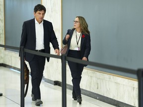 Lawyer Lawrence Greenspon and Tamara Lich attend the Public Order Emergency Commission in Ottawa, on Thursday, Nov 3, 2022.